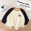 New pure cotton long-sleeved T-shirt for boys, spring and autumn children's and babies, casual and versatile cartoon base layer, small children's top details Picture